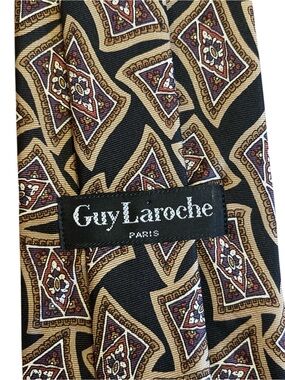 Guy Laroche Paris Made in Canada Geometric Silk Tie 54” Designer Necktie